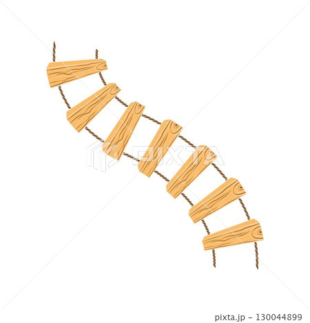 Wooden ladder design vector with rope, planks hanging design vector Wooden ladder design vector with rope, planks hanging design vector 130044899