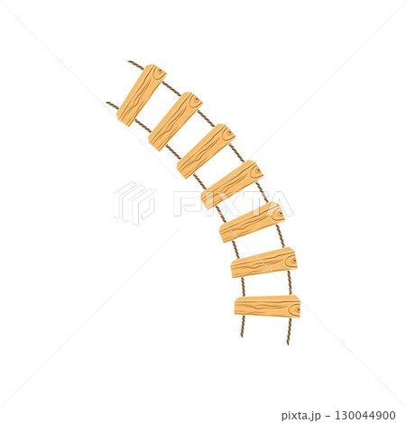 Wooden ladder design vector with rope, planks hanging design vector 130044900
