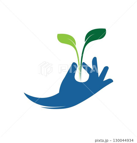 Eco care logo hand and leaf illustration 130044934