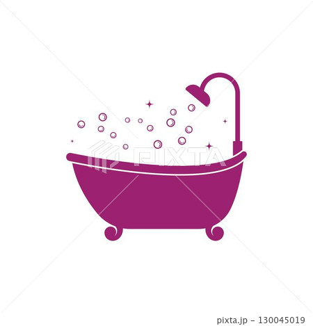 Bathtub logo Icon Vector Template Illustration 130045019