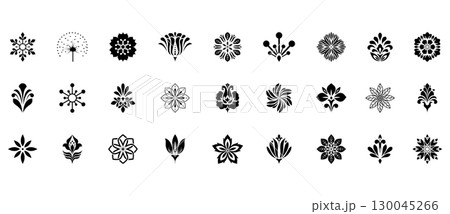 Flower icons set. Isolated elements for design. Vector graphics. Flower icons set. Isolated elements for design. Vector graphics. 130045266