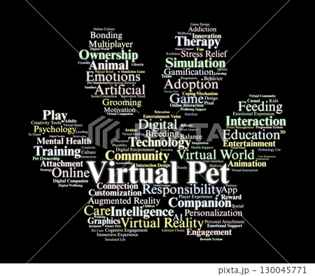 Virtual Pet Word Cloud. Key Concepts On Digital Animals, Care, Interaction, Simulation, Emotional Bonds, Technology, And Online Communities In Virtual Companionship. Virtual Pet Word Cloud. Key Concepts On Digital Animals, Care, Interaction, Simulation, Emotional Bonds, Technology, And Online Communities In Virtual Companionship. 130045771