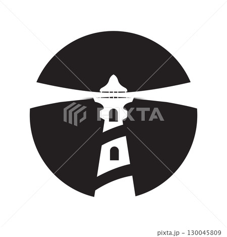 Lighthouse logo vector beacon tower ship signal simple beach port design template Lighthouse logo vector beacon tower ship signal simple beach port design template 130045809