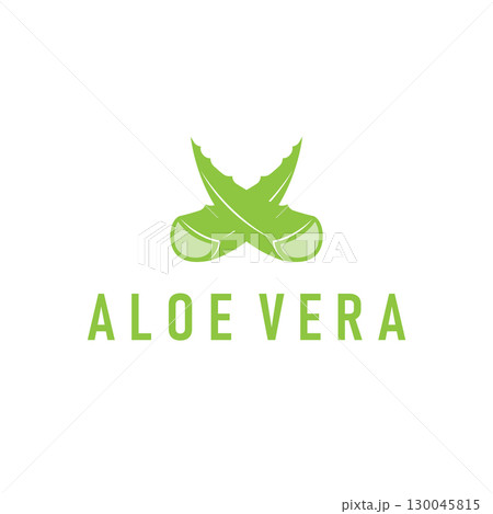 Aloe vera logo concept, green herbal plant with a simple minimalist concept design for a symbol illustration template Aloe vera logo concept, green herbal plant with a simple minimalist concept design for a symbol illustration template 130045815