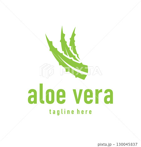 Aloe vera logo concept, green herbal plant with a simple minimalist concept design for a symbol illustration template 130045837