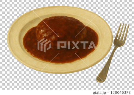 [Western restaurant] Hamburger illustration/no side dishes 130046378