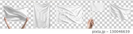 Mockup of white flag isolated on transparent background. 130046639