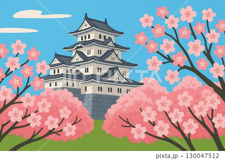 お城　桜　春　イメージ 130047512