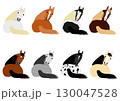 横たわって振り向く馬のセット 130047528