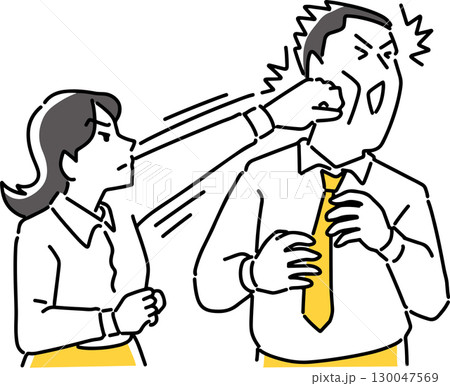 男性にパンチを食らわせる女性 男性にパンチを食らわせる女性 130047569