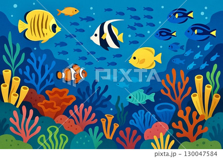 熱帯魚　珊瑚礁　南国の海 130047584