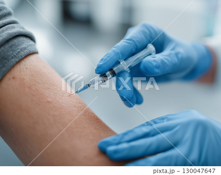 ワクチン接種シーンを捉えた医療現場の注射写真(医療 公衆衛生 教育) ワクチン接種シーンを捉えた医療現場の注射写真(医療 公衆衛生 教育) 130047647