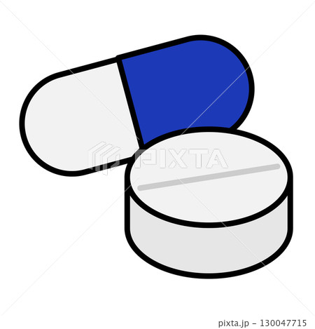 二種類の錠剤のイラスト 130047715