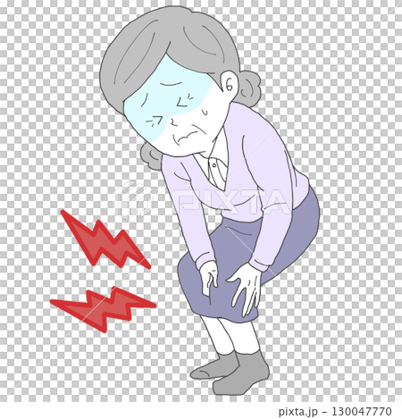 Senior woman with knee pain 2 turns pale Senior woman with knee pain 2 turns pale 130047770