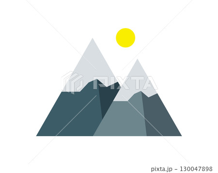 月、太陽が昇る雪山のアイコンのイラスト 130047898