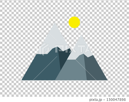 月、太陽が昇る雪山のアイコンのイラスト 130047898