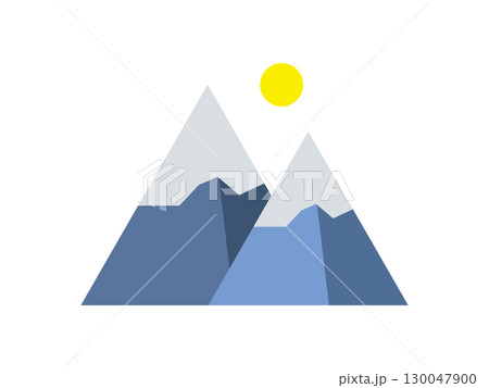 月、太陽が昇る雪山のアイコンのイラスト 130047900