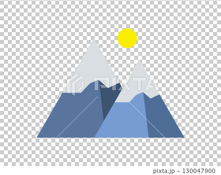 月、太陽が昇る雪山のアイコンのイラスト 130047900
