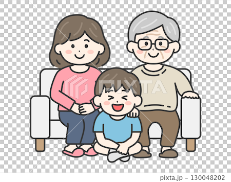 敬老日,男孩與祖父和母親一起拍攝全家福的插圖 | 敬老日 敬老日,男孩與祖父和母親一起拍攝全家福的插圖 | 敬老日 130048202