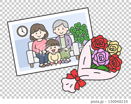 Illustration of a family photo taken on Respect for the Aged Day with a grandmother, mother, and granddaughter | Respect for the Aged Day Illustration of a family photo taken on Respect for the Aged Day with a grandmother, mother, and granddaughter | Respect for the Aged Day 130048210