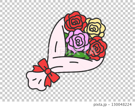 敬老の日の、プレゼント用のバラの花束のイラスト｜敬老の日 130048224