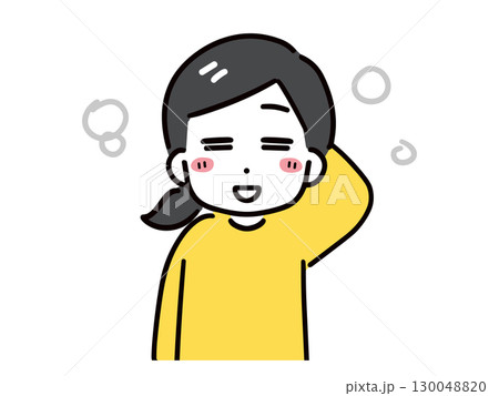 笑顔で少し照れている私服の若い女性(上半身・正面) 笑顔で少し照れている私服の若い女性(上半身・正面) 130048820