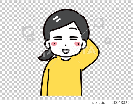 笑顔で少し照れている私服の若い女性(上半身・正面) 笑顔で少し照れている私服の若い女性(上半身・正面) 130048820