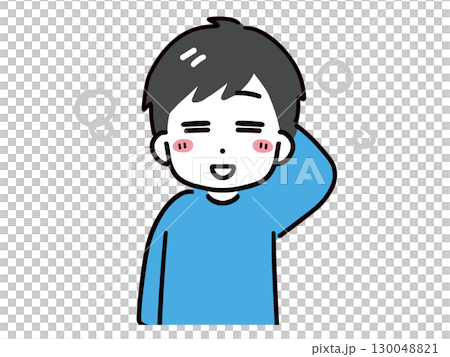 A young man in casual clothes smiling and slightly embarrassed (upper body, front) A young man in casual clothes smiling and slightly embarrassed (upper body, front) 130048821