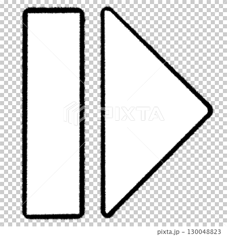 郵票樣式中的白色播放按鈕箭頭的插圖 130048823