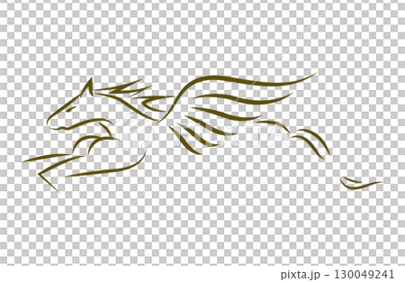 2026 Year of the Horse New Year's card design | Simple line drawing of a Pegasus (horse) 2026 Year of the Horse New Year's card design | Simple line drawing of a Pegasus (horse) 130049241