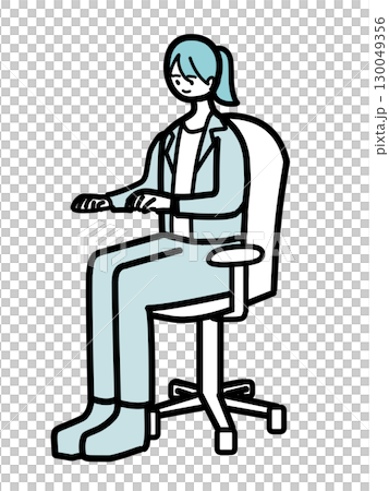 Female office worker sitting in a chair and working Female office worker sitting in a chair and working 130049356