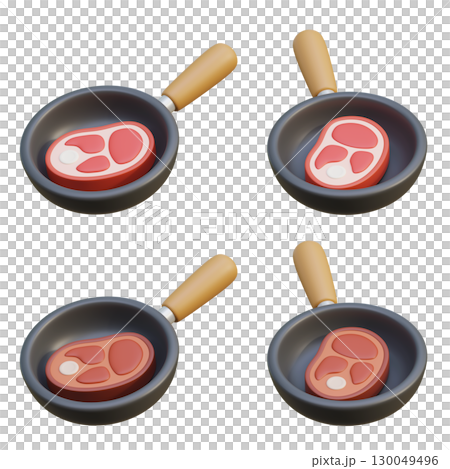 Steak in a Pan 3D Cartoon Style graphic Steak in a Pan 3D Cartoon Style graphic 130049496