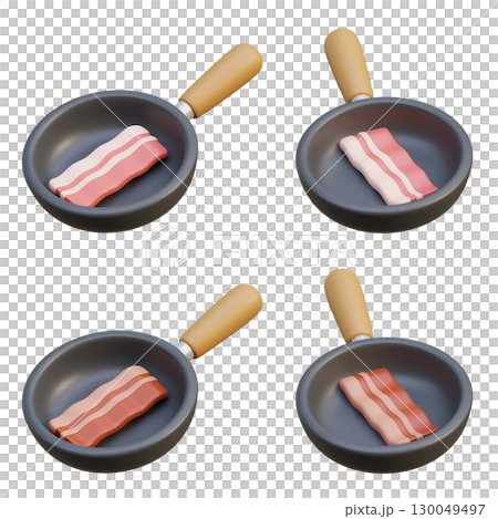 bacon in a Pan 3D Cartoon Style graphic 130049497