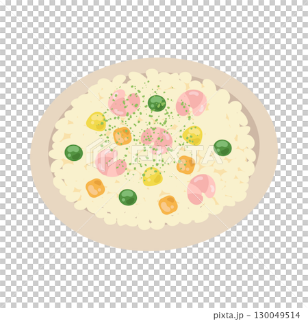 お皿に乗ったピラフ　イラスト 130049514