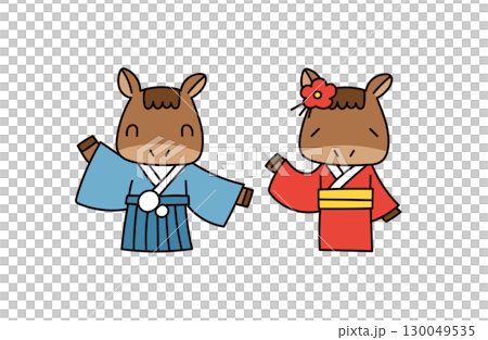 正月 馬のキャラクターイラスト 正月 馬のキャラクターイラスト 130049535
