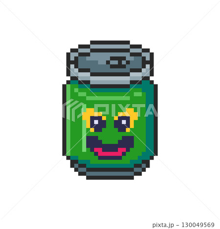 Pixel art Green Soda Can Character game asset design Pixel art Green Soda Can Character game asset design 130049569