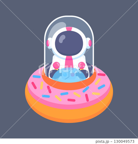 Cute Astronaut Flying in Donuts Spaceship Cute Astronaut Flying in Donuts Spaceship 130049573