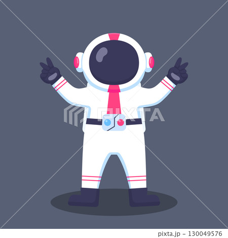 Cute Cartoon Astronaut Peace Pose Cute Cartoon Astronaut Peace Pose 130049576