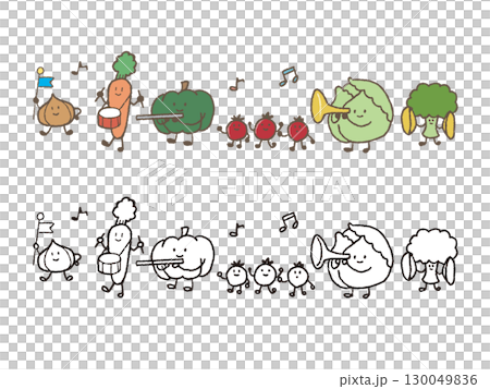 手描きの野菜のマーチ 130049836