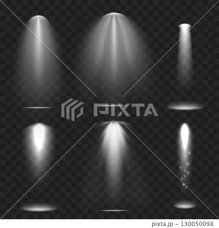 Realistic Spotlight Beam Set. Stage Lighting Effect. Transparent. Vector Realistic Spotlight Beam Set. Stage Lighting Effect. Transparent. Vector 130050098