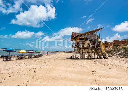 Famous barracas, bars and restaurants at Canoa Quebrada Beach, B 130050184
