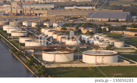 Close-up view showcasing its chemical petrochemical and port industries 130050283