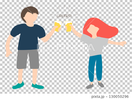 Illustration material of men and women toasting with beer 130050296