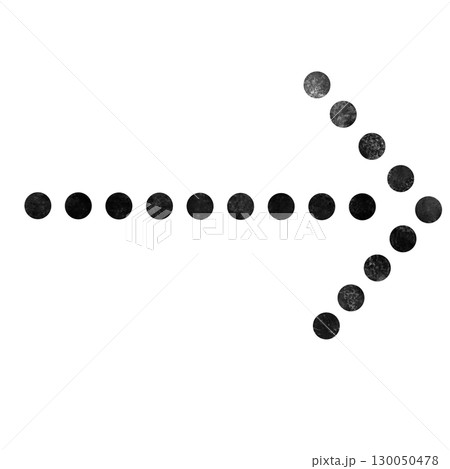 シンプルなハンコ風の黒色の水玉矢印のイラスト 130050478