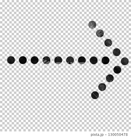 シンプルなハンコ風の黒色の水玉矢印のイラスト 130050478