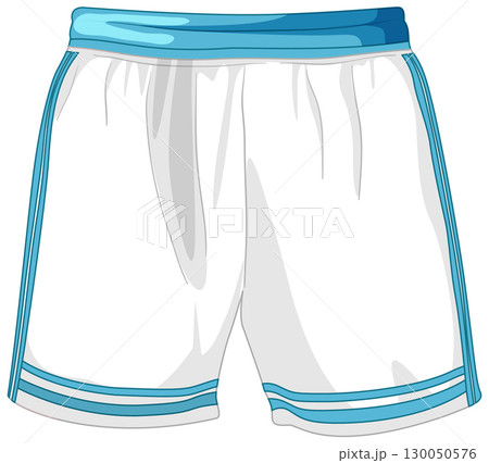 White Sports Shorts with Blue Accents Illustration 130050576