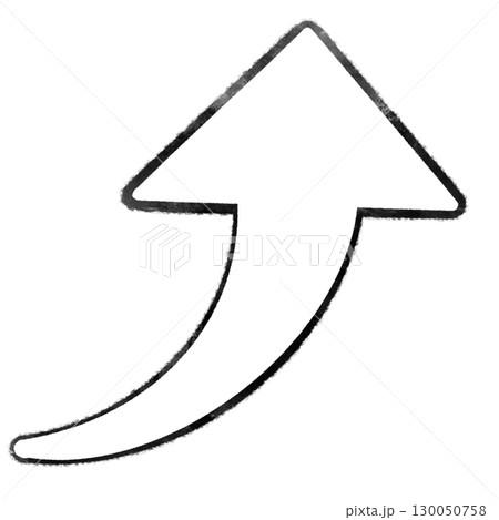 シンプルなハンコ風の白色の上向き矢印のイラスト 130050758