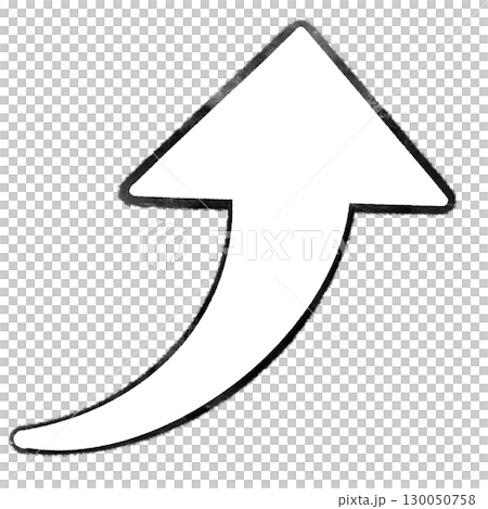 シンプルなハンコ風の白色の上向き矢印のイラスト 130050758