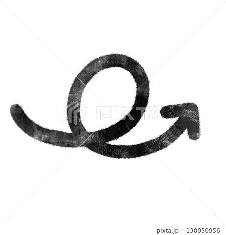 シンプルなハンコ風の黒色のくるん矢印のイラスト シンプルなハンコ風の黒色のくるん矢印のイラスト 130050956