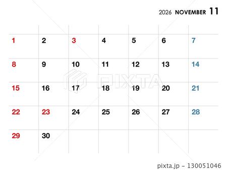 2026年11月カレンダー　横向き 130051046